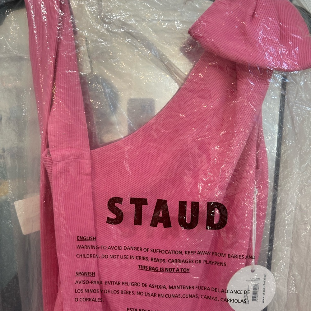 STAUD Vibrant Pink Ribbed Top